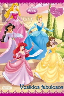 Portada del libro Princesas Disney. Vestidos Fabulosos. Libro de pegatinas reutilizables
