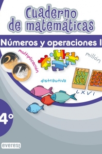 Portada del libro: Cuaderno de Matemáticas. 4º Primaria. Números y Operaciones I